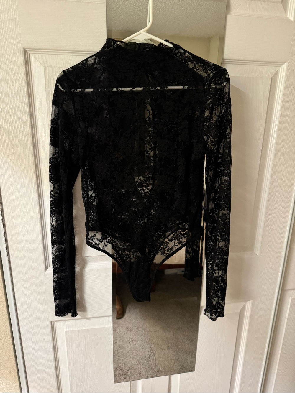 Urban Outfitters Black Lace Long-Sleeve Bodysuit